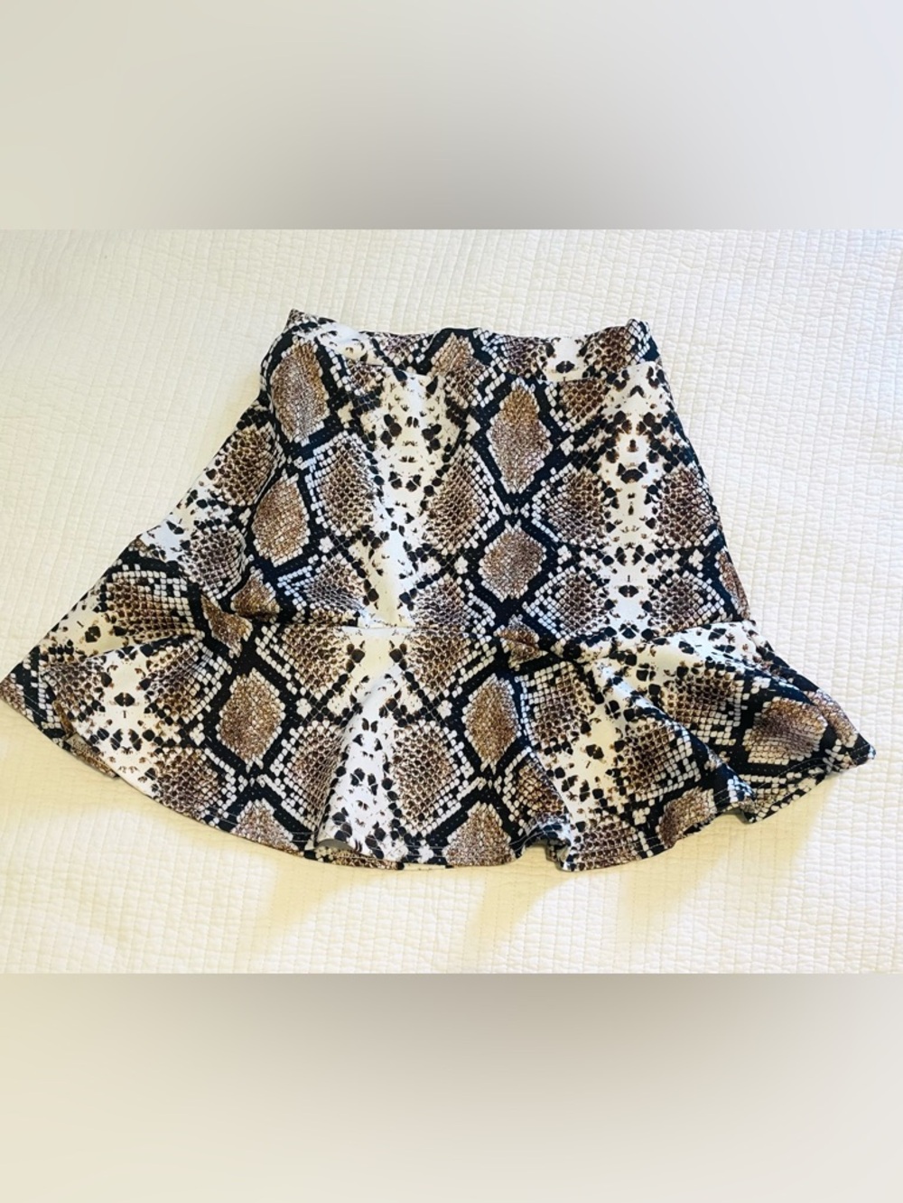 Nasty Gal Snake Print Ruffle Mini Skirt - White, Brown, Black